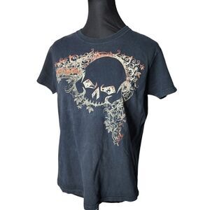 J and P Cycles Graphic T Shirt Womens Medium Skull Black Short Sleeve